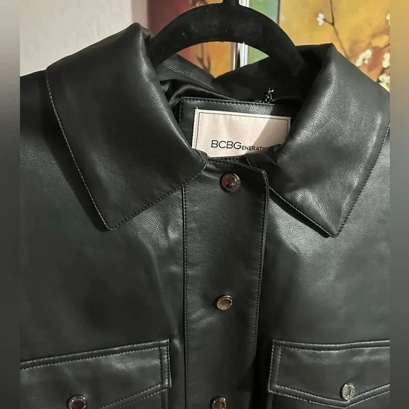 BCBGeneration vegan black leather jacket size L - Picture 5 of 13